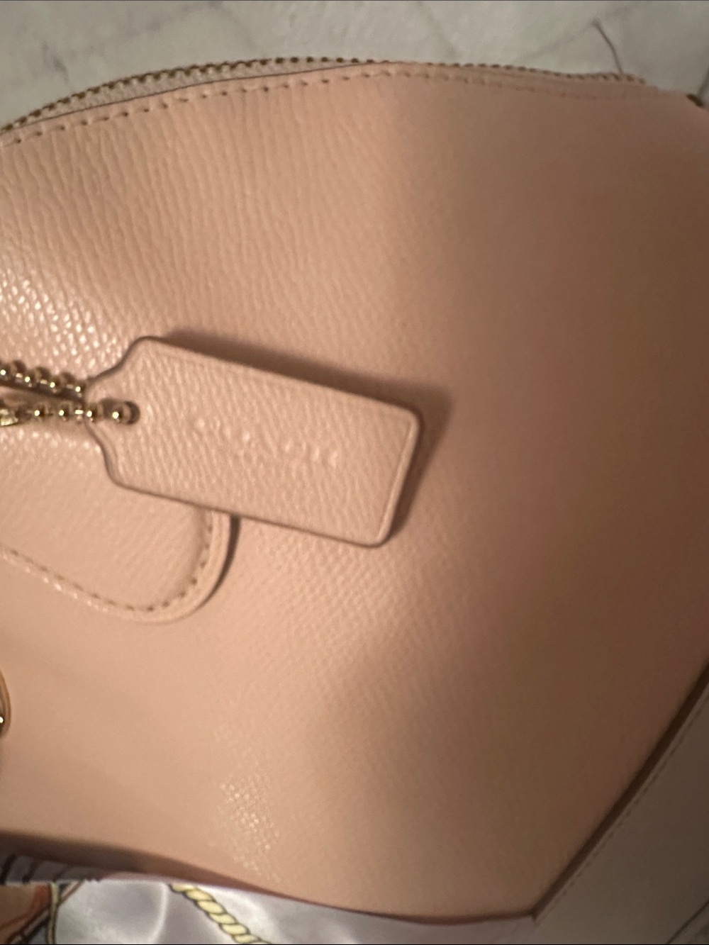 Coach Pebbled Leather Dome Satchel in Pale Pink and White - Picture 3 of 11